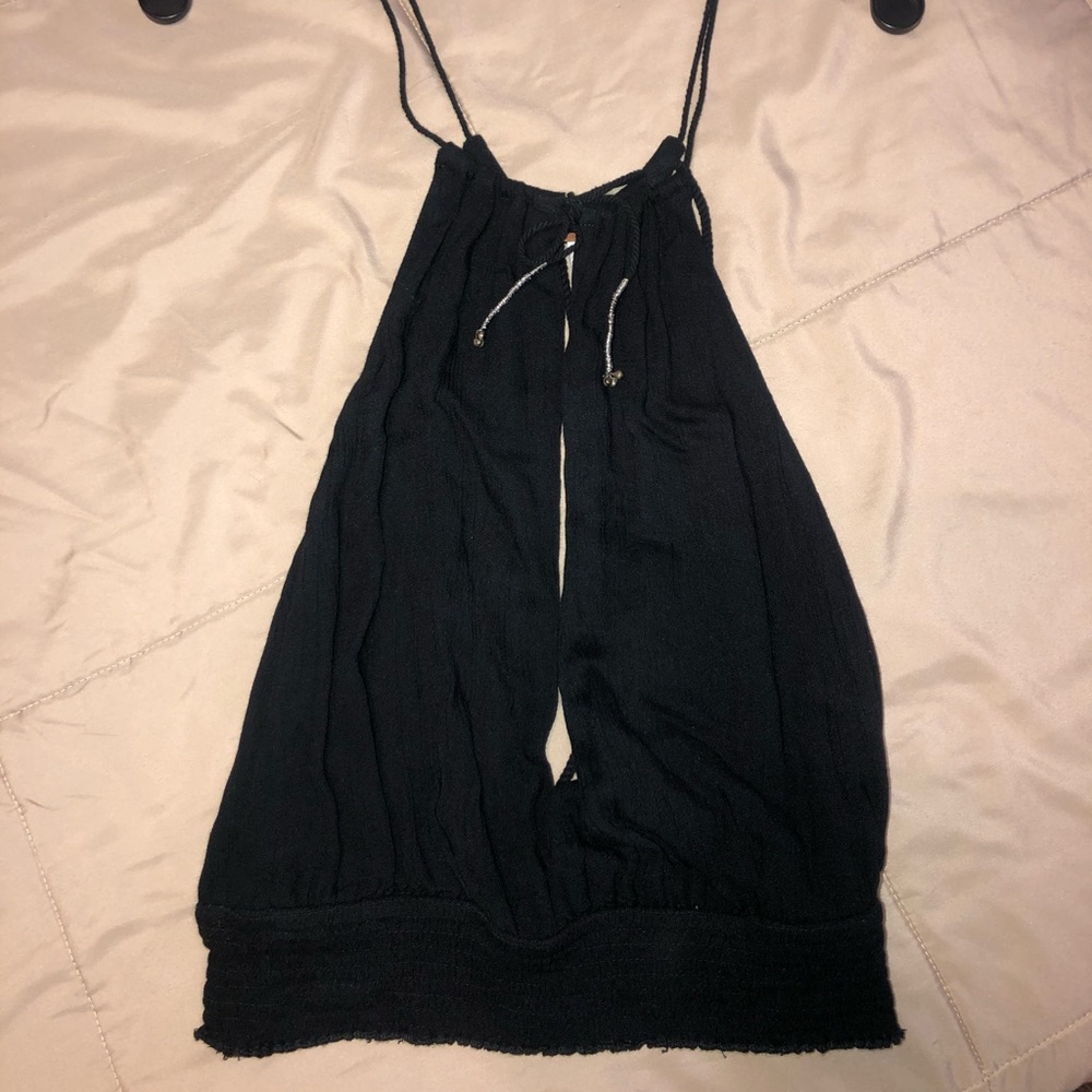 FREE PEOPLE BoHo Strappy Halter Open-Back Top